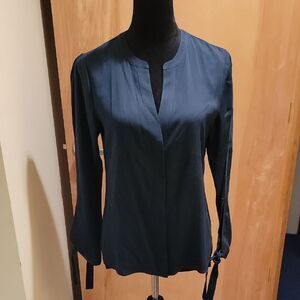 Theory Cold Shoulder Midnight Blouse Sz Sm